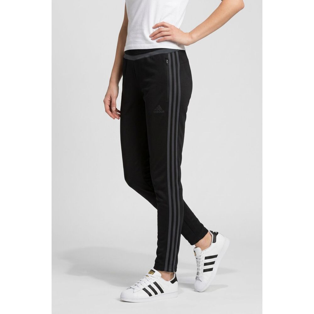 Addis Black Track Pants w/ Dark Gray Side Stripes zipper ankles US size M